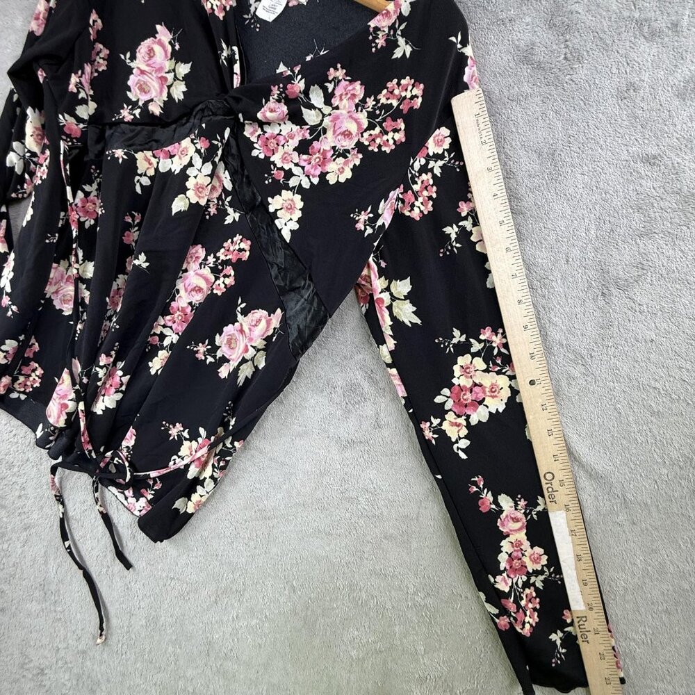 Tomorrow's Mother Top Womens Large Black Floral Maternity Nursing Wrap Blouse - Picture 10 of 14